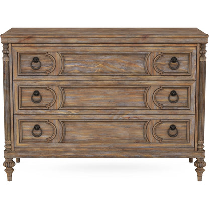 Architrave Bachelors Chest by A.R.T. Furniture in almond. Made from pine solids and veneer, metal in a traditional style.