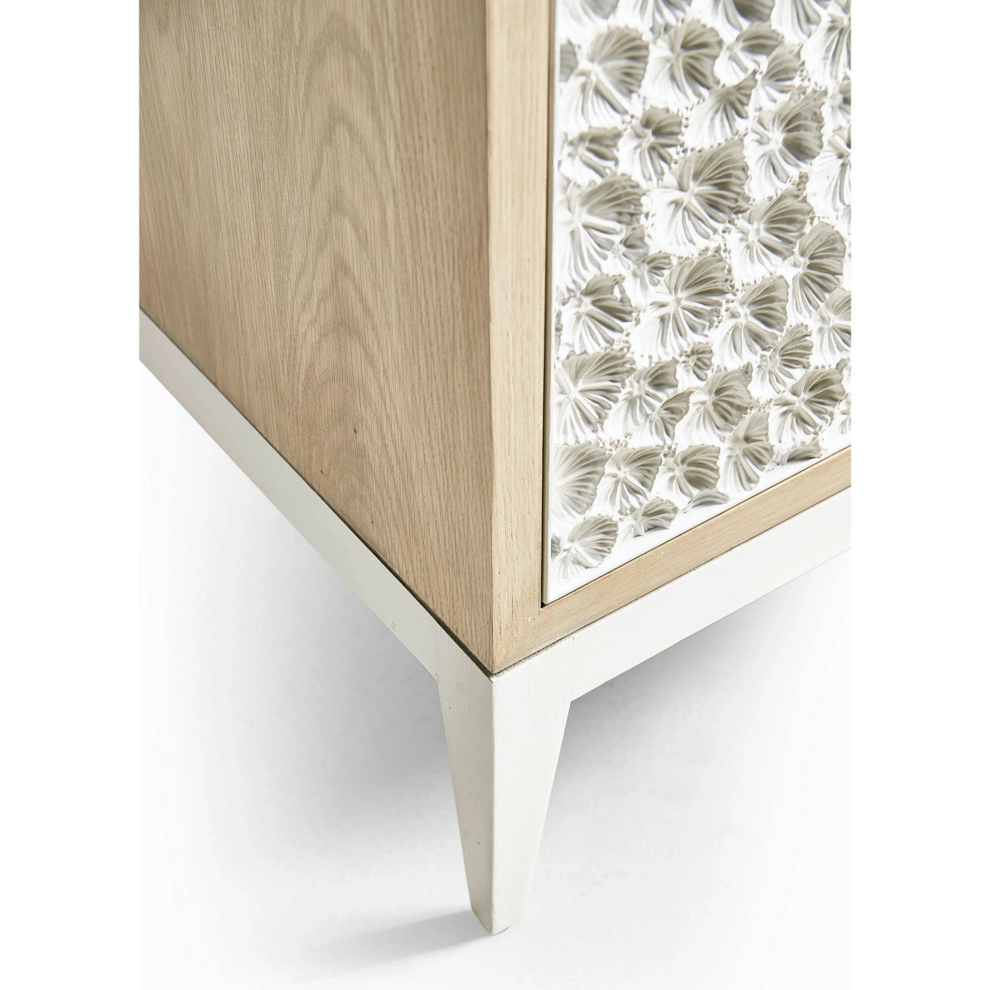 Water Pelagic Cast Metal Credenza by Jonathan Charles in bleached oak. Made from oak, cast metal in a modern style.