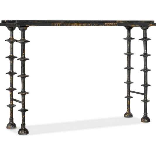 Melange Darcie Stone Top Hall Console by Hooker Furniture in black. Made from iron, stone in a traditional style.