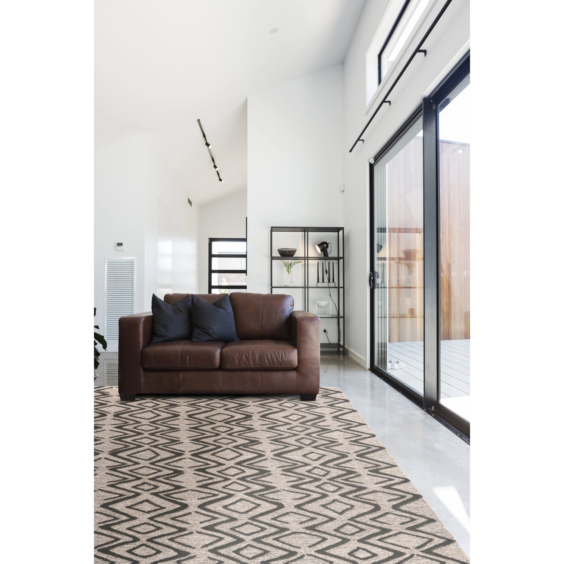 Enzo Transitional Geometric Rug - 8733F by Feizy in black, gray, taupe. Made from wool in a unique style.