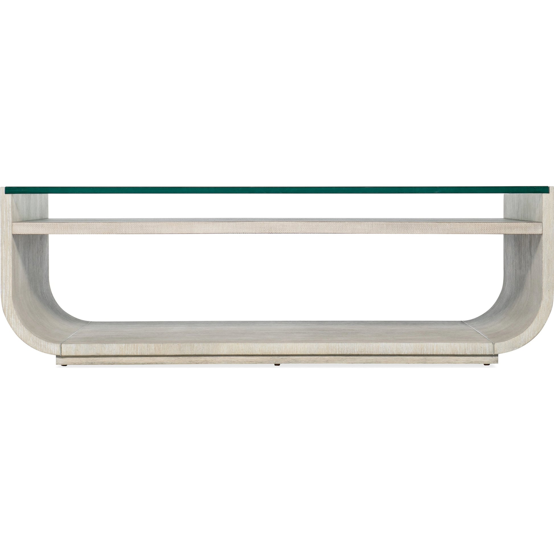 Modern Mood Rectangle Cocktail Table by Hooker Furniture. Made from oak veneers, glass in a modern style.