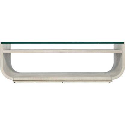 Modern Mood Rectangle Cocktail Table by Hooker Furniture. Made from oak veneers, glass in a modern style.