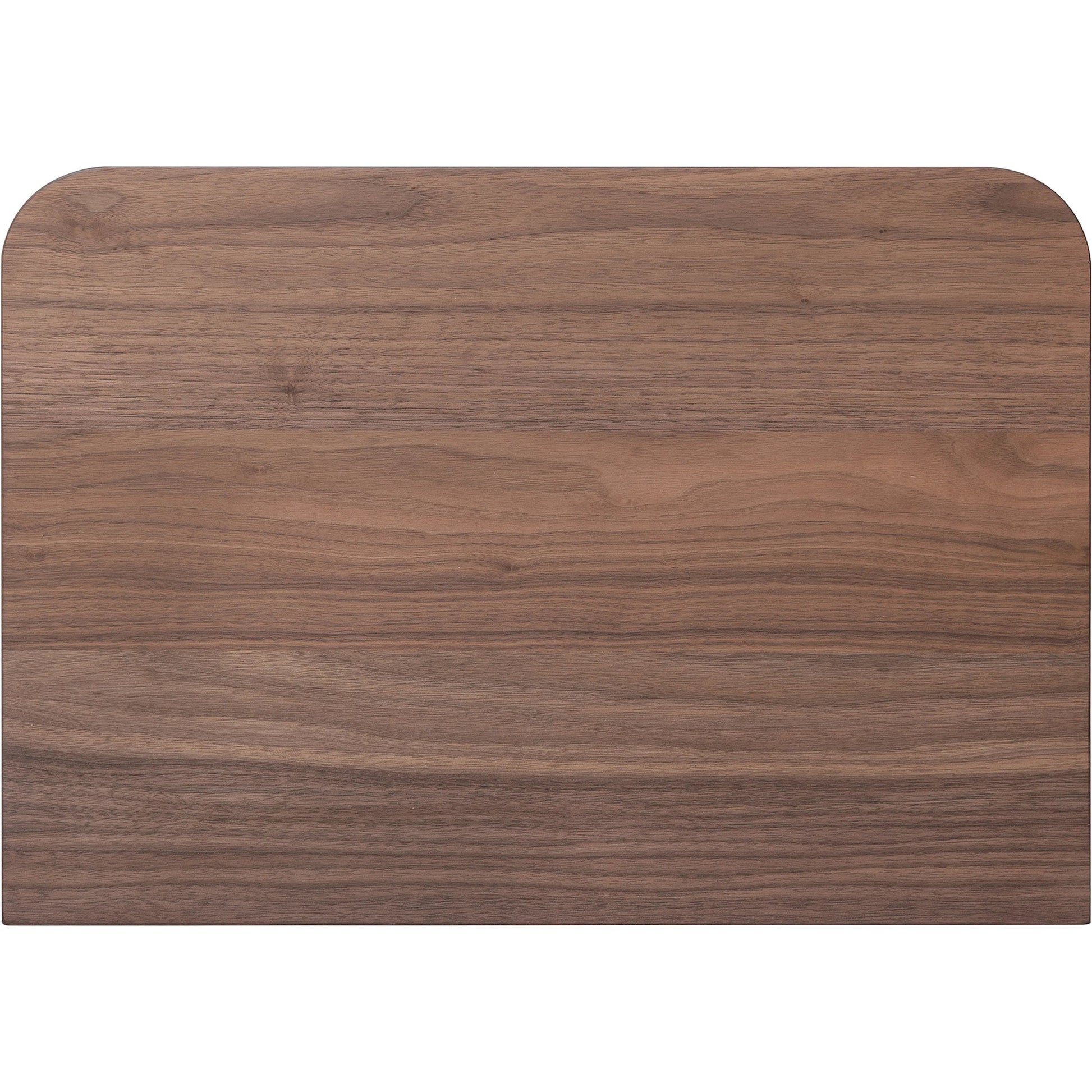 Round Off Small Nightstand by Moe's Home Collection in natural walnut. Made from walnut veneer, mdf, rubbwrwood base in a transitional style.