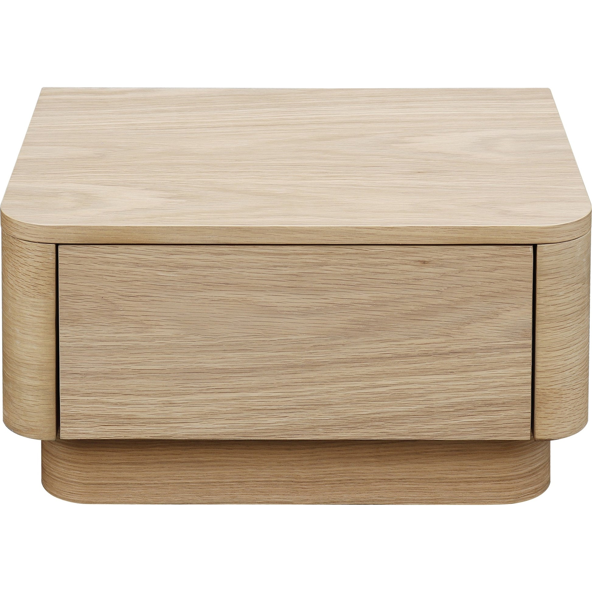 Round Off Nightstand by Moe's Home Collection in brown. Made from solid oak, oak veneer, mdf in a transitional style.