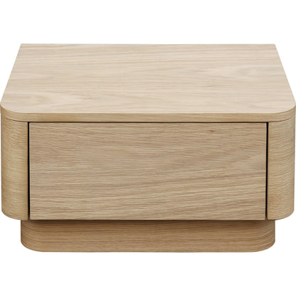 Round Off Nightstand by Moe's Home Collection in brown. Made from solid oak, oak veneer, mdf in a transitional style.