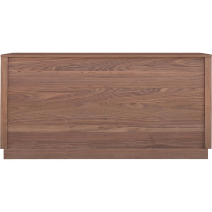 Round Off Dresser by Moe's Home Collection in natural walnut. Made from walnut veneer, mdf, rubberwood base in a transitional style.