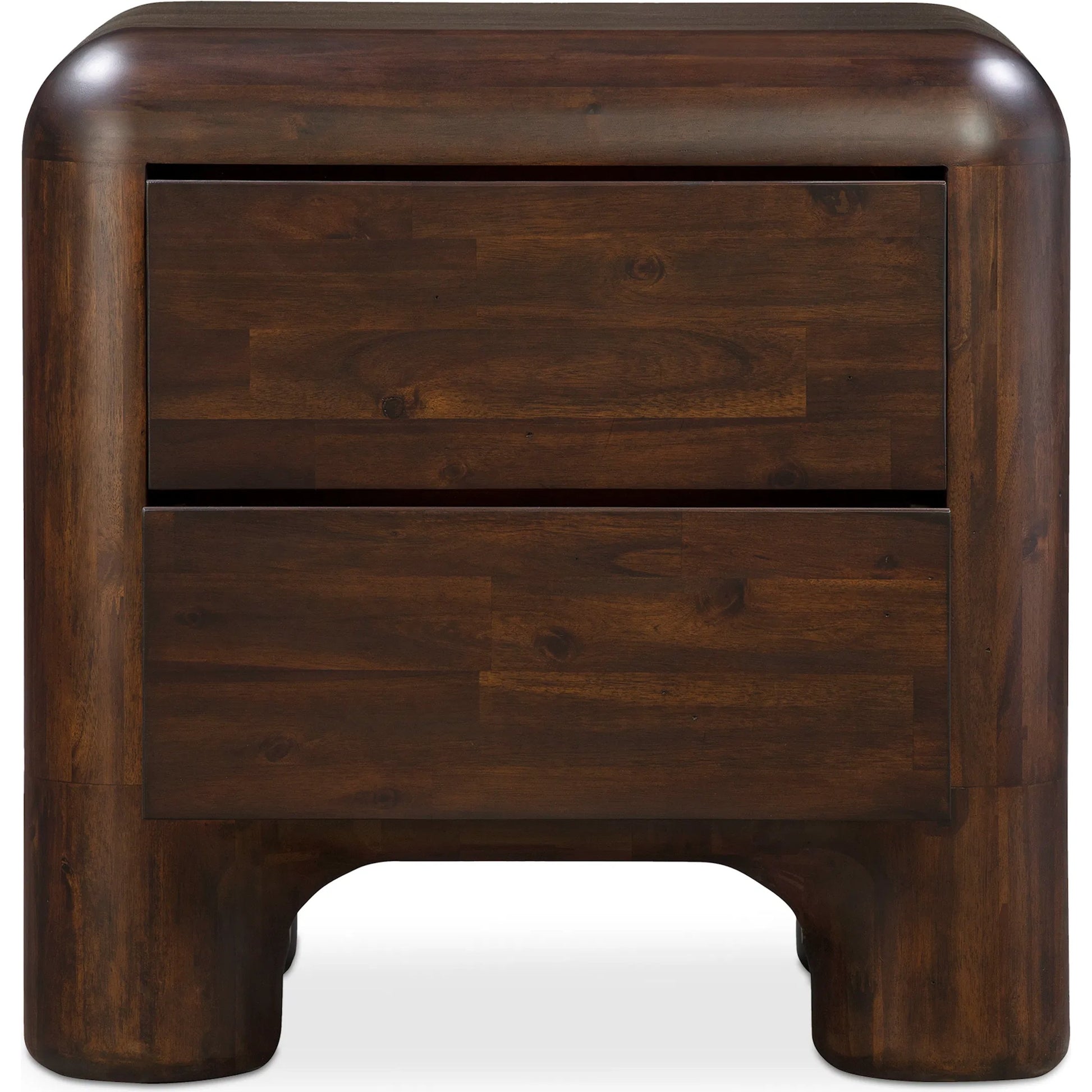 Rowan Nightstand by Moe's Home Collection in walnut. Made from solid acacia, acacia veneer over mdf back, drawer frame in a traditional style.