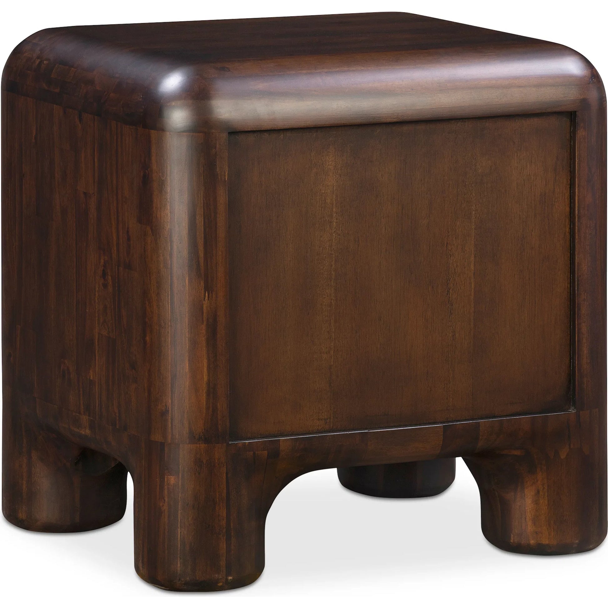 Rowan Nightstand by Moe's Home Collection in walnut. Made from solid acacia, acacia veneer over mdf back, drawer frame in a traditional style.