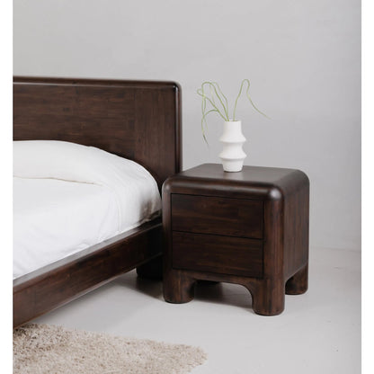 Rowan Nightstand by Moe's Home Collection in walnut. Made from solid acacia, acacia veneer over mdf back, drawer frame in a traditional style.