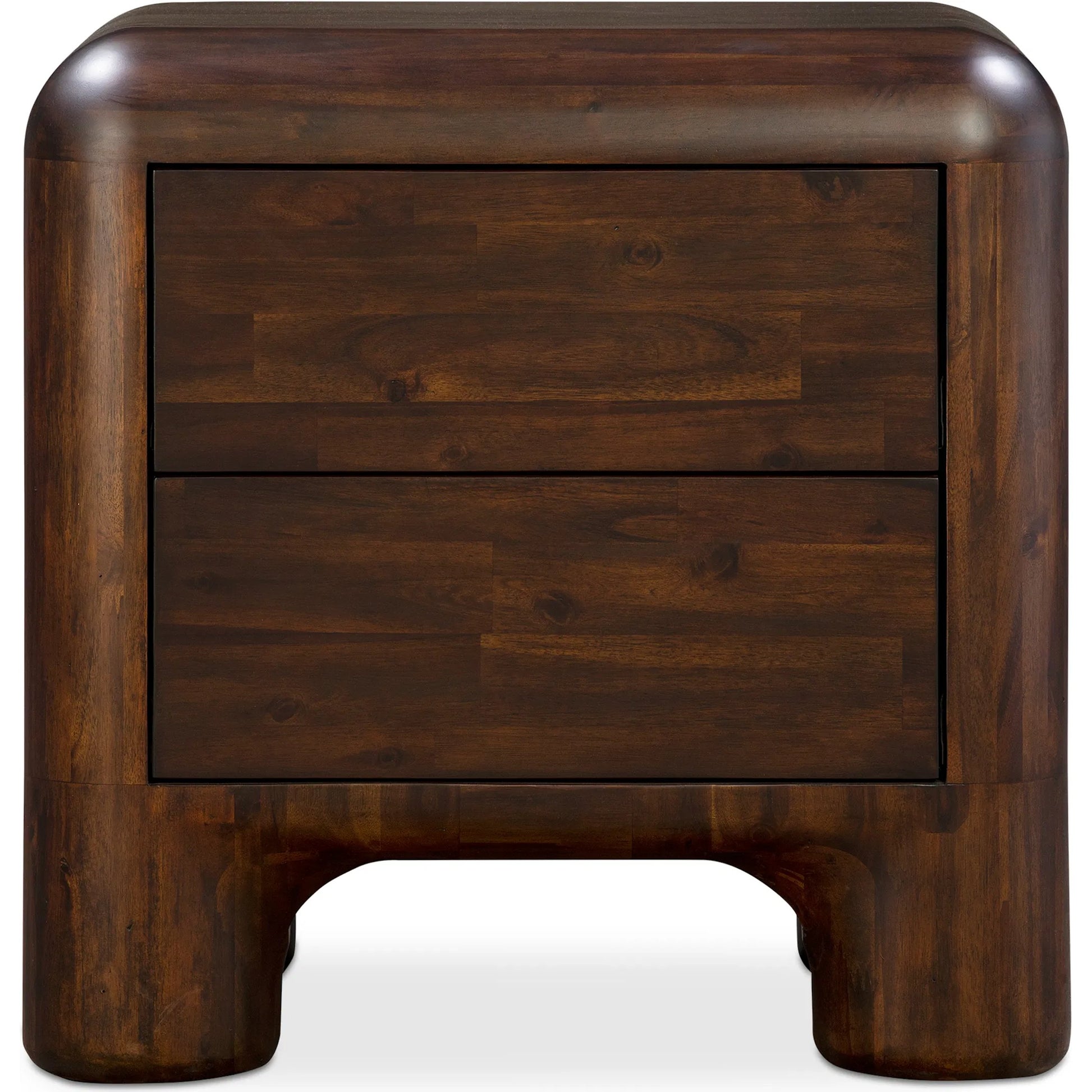 Rowan Nightstand by Moe's Home Collection in walnut. Made from solid acacia, acacia veneer over mdf back, drawer frame in a traditional style.