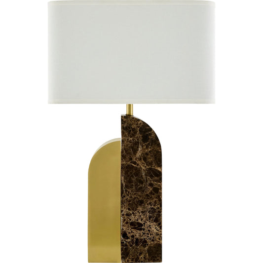 Yuruga Accent Table Lamp by Surya. Made from marble, iron, linen, polyester in a unique style.