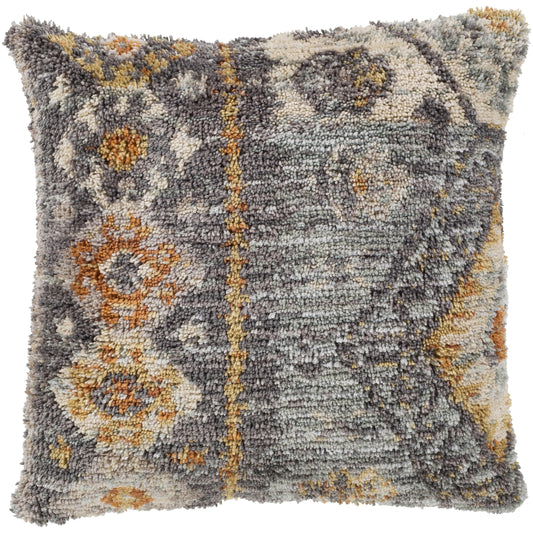 Yuri Pillow - 32300 by Surya in medium gray, sea foam, khaki, light gray, wheat, burnt orange. Made from 100% polyester, 100% linen in a eclectic & global style.