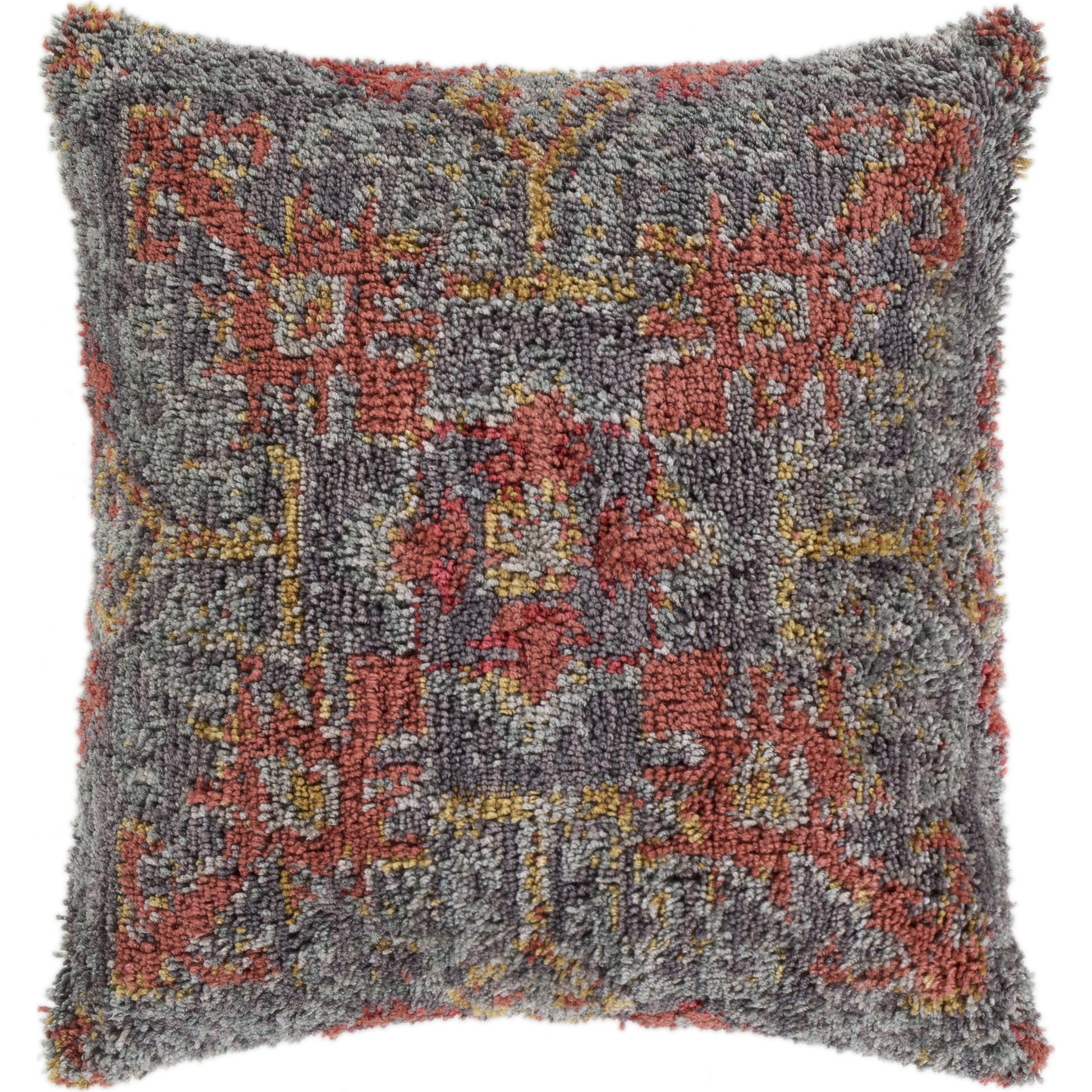 Yuri Pillow - 32619 by Surya in ivory, medium gray, burnt orange, saffron. Made from 100% polyester, 100% linen in a eclectic & global style.