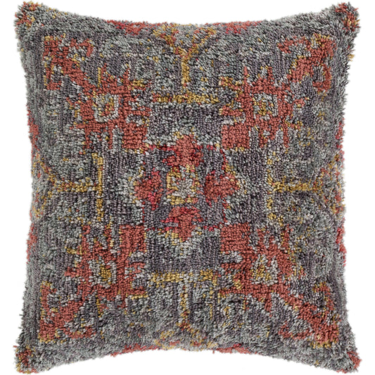 Yuri Pillow - 32619 by Surya in ivory, medium gray, burnt orange, saffron. Made from 100% polyester, 100% linen in a eclectic & global style.