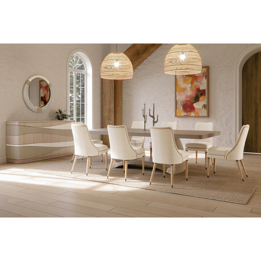 Water Gyre Round Multimedia Mirror by Jonathan Charles in grasscloth, danish cord, faux bone. Made from danish cord, leather in a unique style.