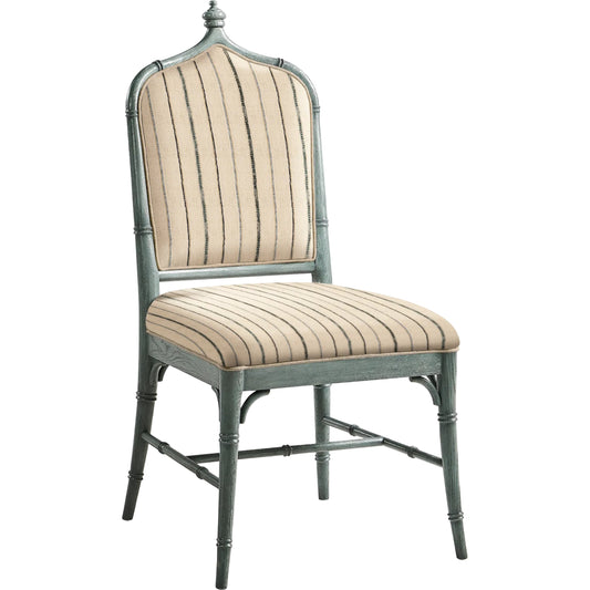 Baronial Dining Side Chair by Jonathan Charles in blue and blue faded oak. Made from oak, fabric in a unique style.