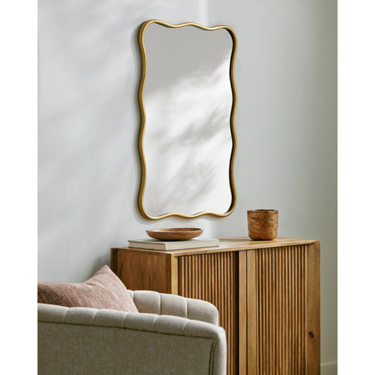 Reynosa Mirror by Surya in frame: gold and hand finished. Made from frame: metal in a modern style.