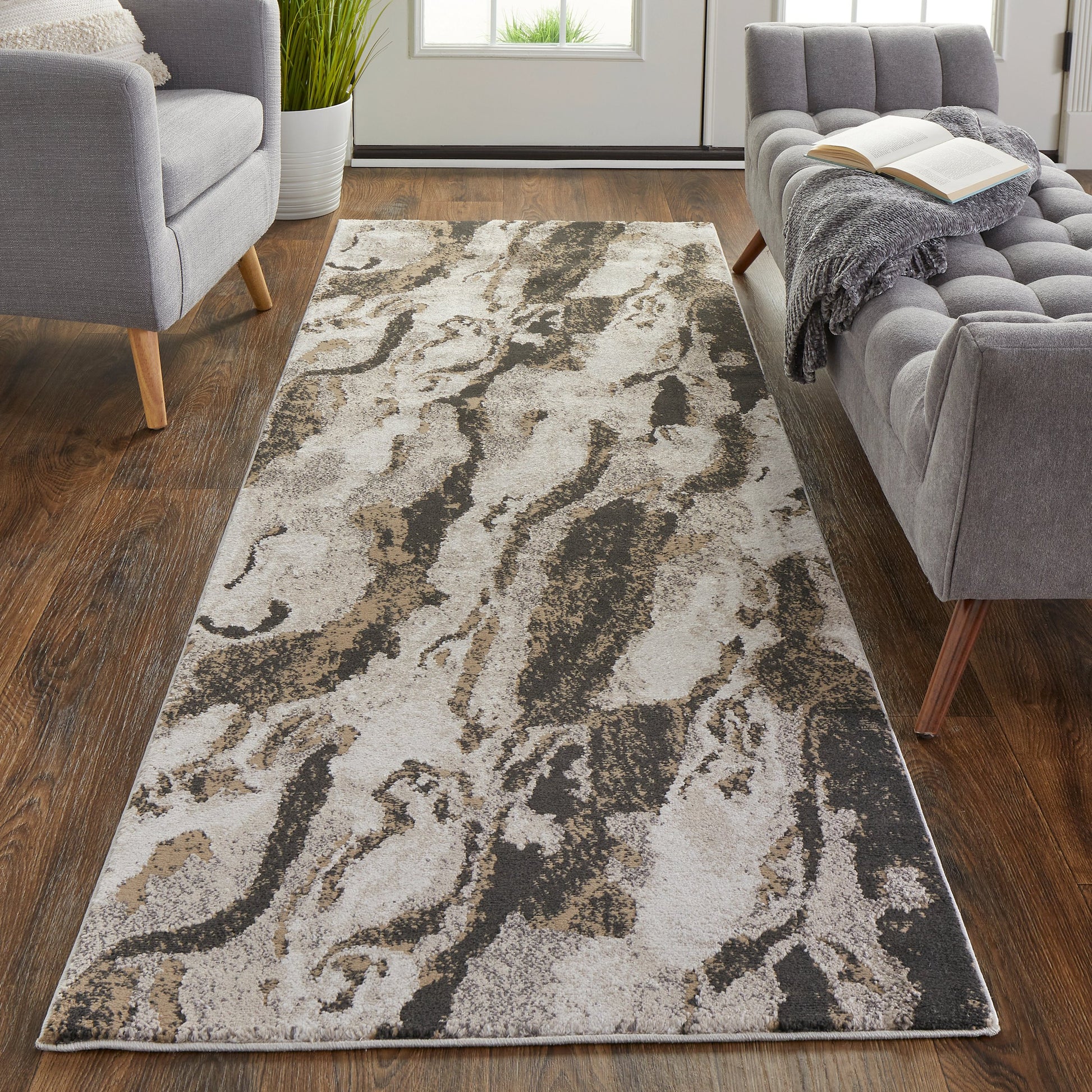 Vancouver Transitional Rug - 39FGF by Feizy in ivory, brown, taupe. Made from polypropylene, polyester in a unique style.