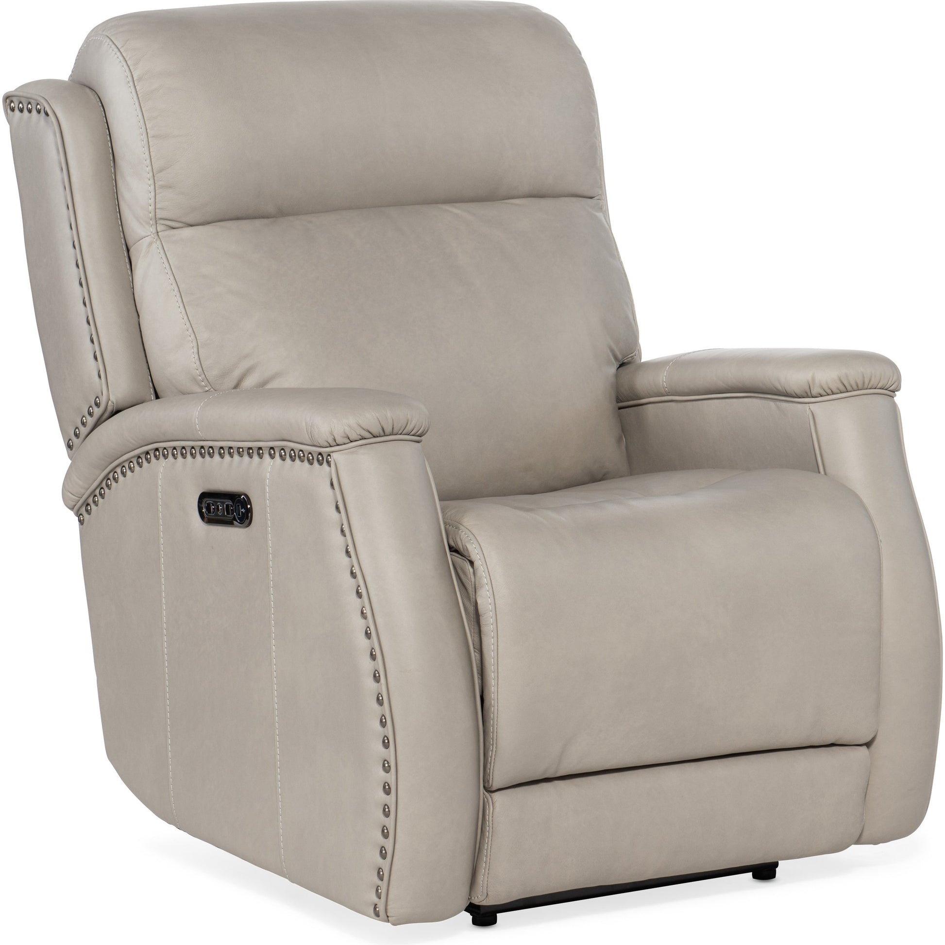 Rhea Zero Gravity Power Recliner by Hooker Furniture in sahara ash. Made from leather in a traditional style.