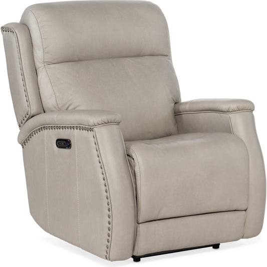 Rhea Zero Gravity Power Recliner by Hooker Furniture. Made from leather in a unique style.
