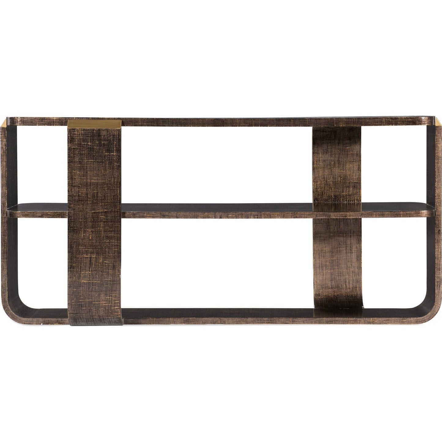 002 SI-1900814 | Additional Silo | Melange Edmun Sofa Table by Hooker Furniture in dark wood. Made from maple veneers, metal cap in a modern style.