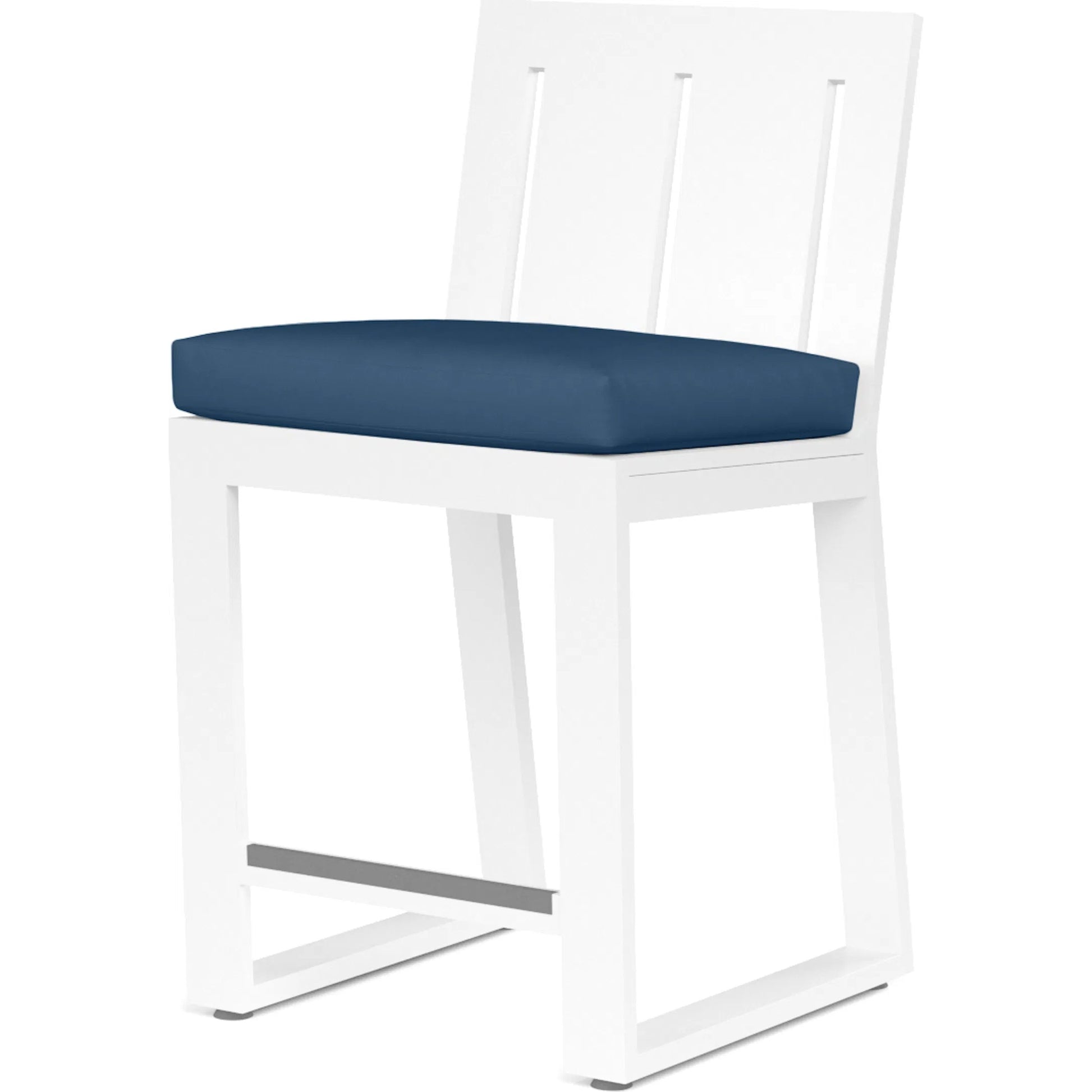 Newport Outdoor Barstool by Sunset West in whites/creams/beiges. Made from aluminum in a modern style.