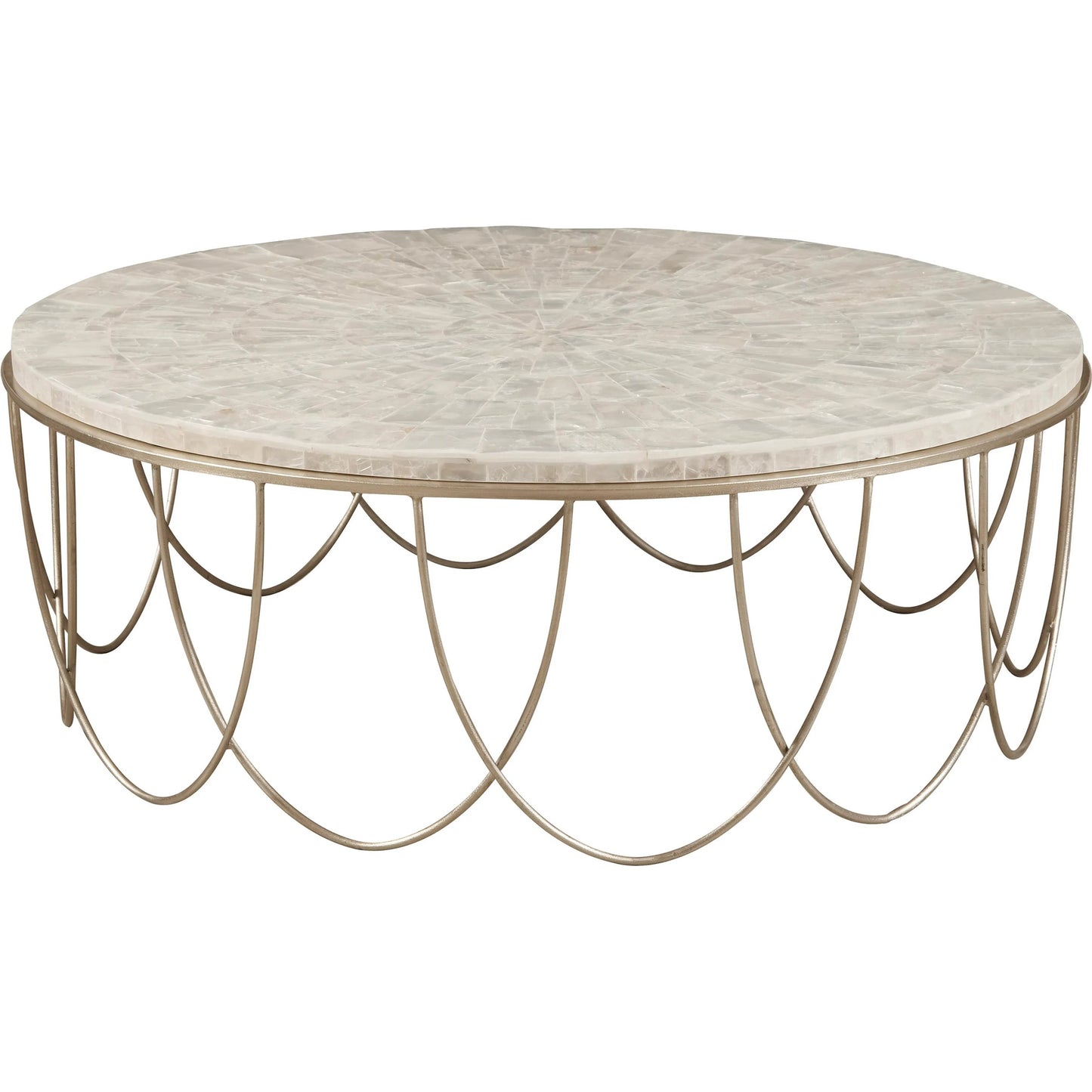 001 SI-2238766 | Primary Silo | Round Stone Top Cocktail Table with Decorative Metal Base by Pulaski Furniture in gold. Made from stone in a modern style.