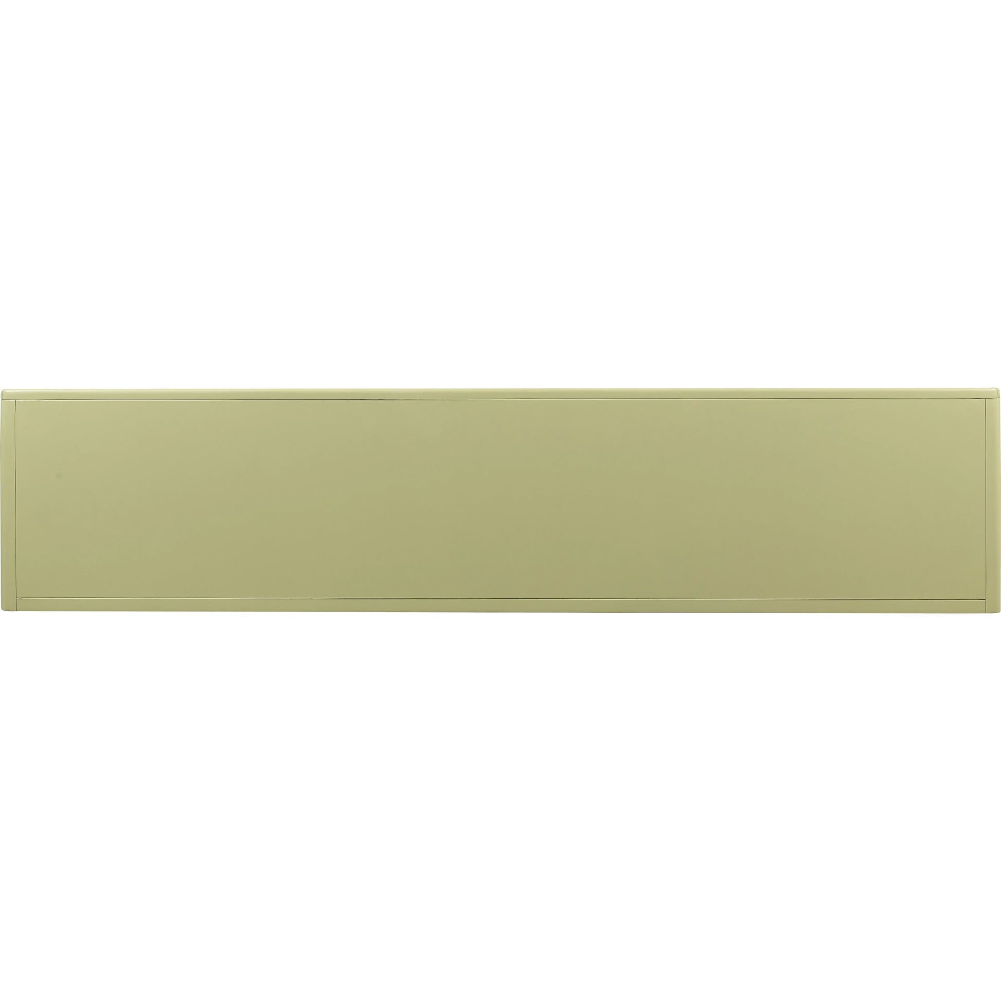 Commerce and Market Into the Woods Credenza by Hooker Furniture in green painted, gold metal. Made from metal tube, alder solids, basswood veneers, resin in a modern style.