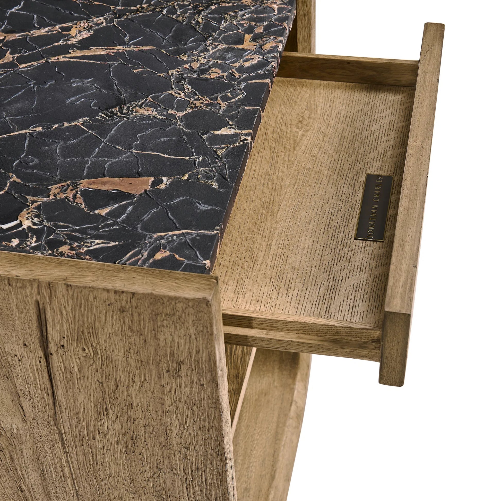 Stone Ridge Narrow Nightstand by Jonathan Charles in tully light acacia. Made from acacia veneer in a modern style.