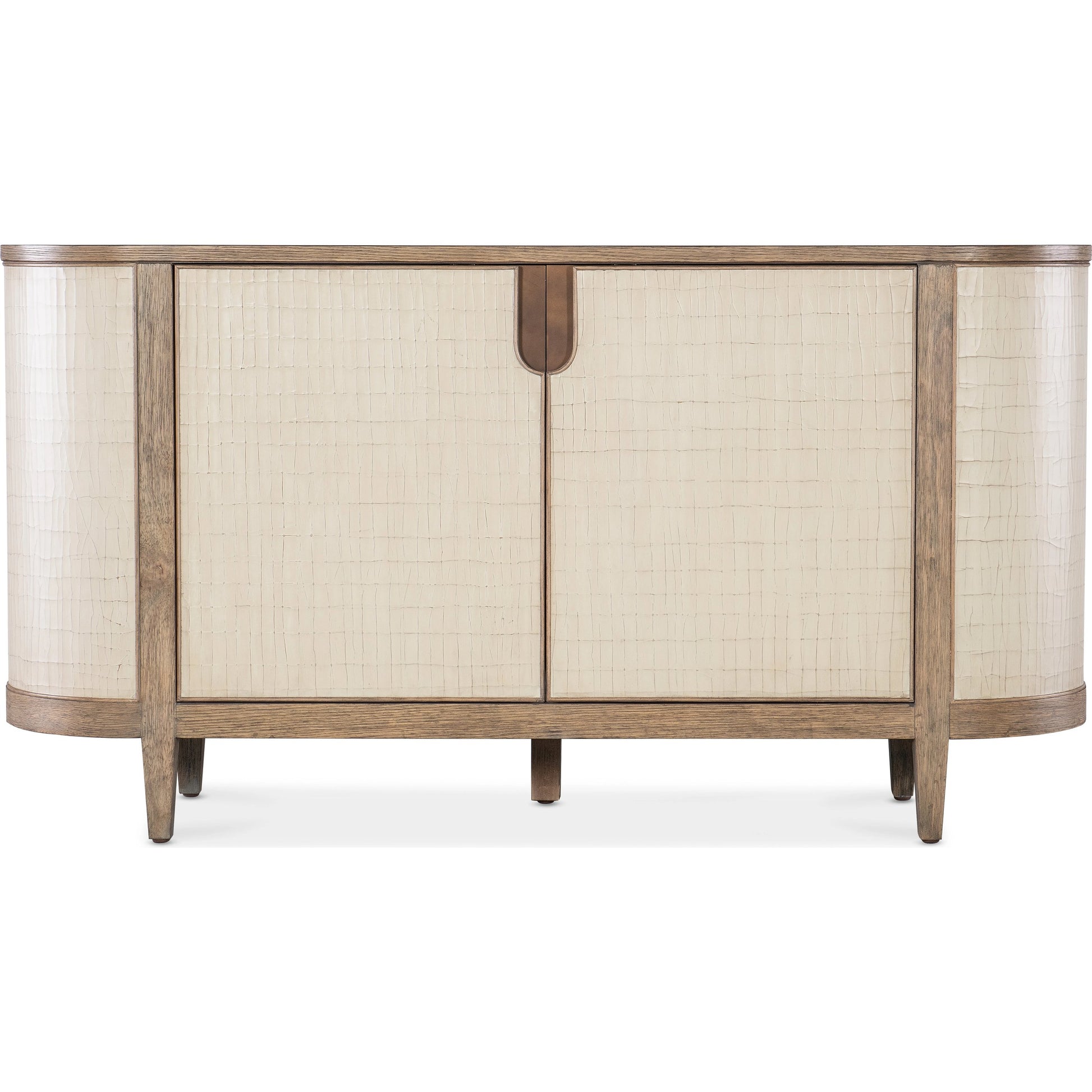 Melange Arbor Credenza by Hooker Furniture in medium wood. Made from oak veneers, canvas crackle in a modern style.