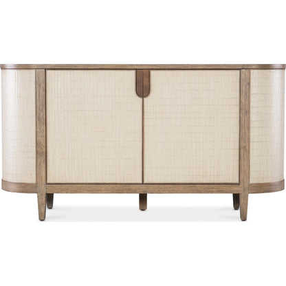 Melange Arbor Credenza by Hooker Furniture in medium wood. Made from oak veneers, canvas crackle in a modern style.