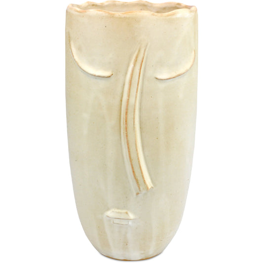Playwright Vase by Currey and Company in milky white, brown. Made from terracotta in a modern style.