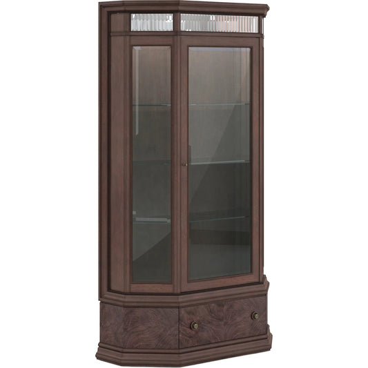 Revival Display Cabinet by A.R.T. Furniture in napa mahogany. Made from rubberwood solids, quarter mahogany veneer, glass, resin, metal in a unique style.