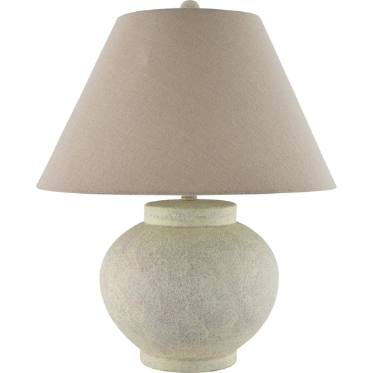 Youri Accent Table Lamp by Livabliss in hand finished. Made from ceramic, linen, iron in a unique style.