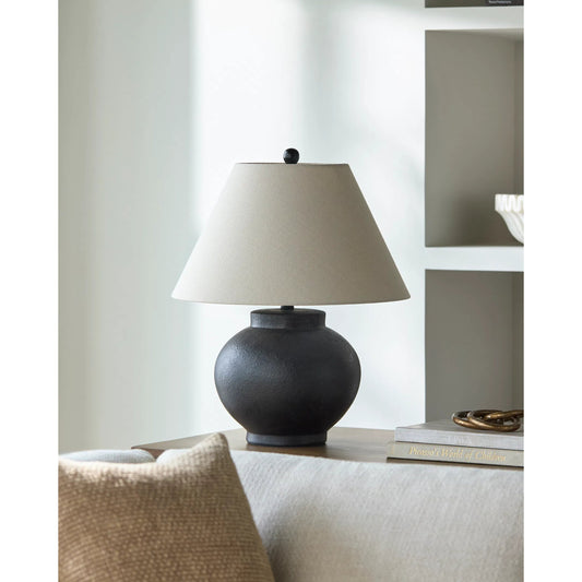 Youri Accent Table Lamp by Livabliss in hand finished. Made from ceramic, linen, iron in a unique style.