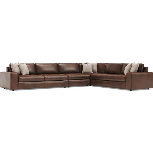 001 SI-2539275 | Primary Silo | Nest 4-PIECE Leather Sectional by Bernhardt in brown. Made from leather in a unique style.