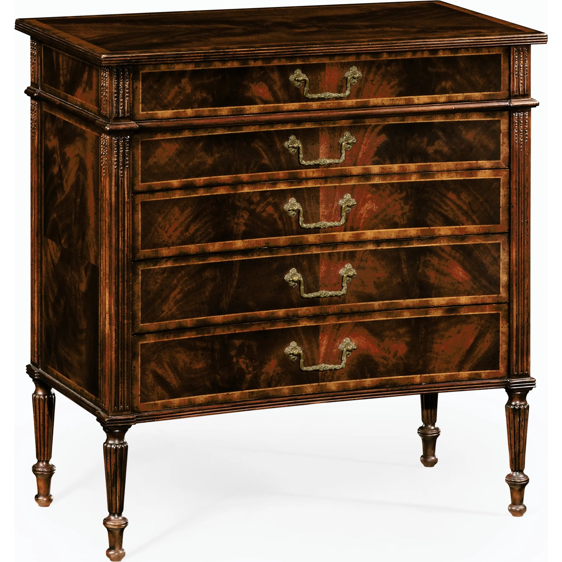 Buckingham Mahogany Chest of Drawers by Jonathan Charles in brown and medium antique mahogany. Made from acacia in a traditional style.