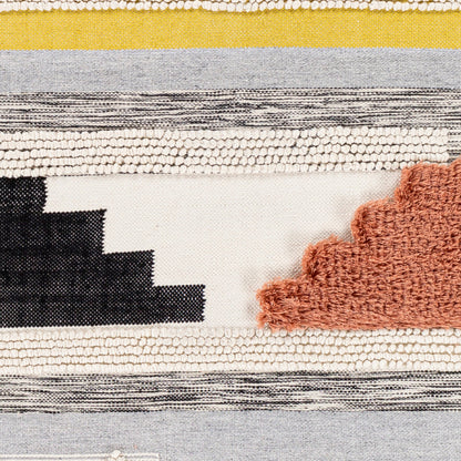 Yuva YUV-2300 Indoor/Outdoor Rug by Surya in rust, mustard, black, medium gray, cream. Made from 100% recycled pet yarn in a unique style.