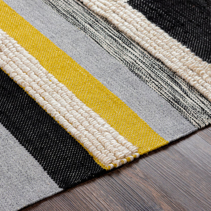 Yuva YUV-2300 Indoor/Outdoor Rug by Surya in rust, mustard, black, medium gray, cream. Made from 100% recycled pet yarn in a unique style.