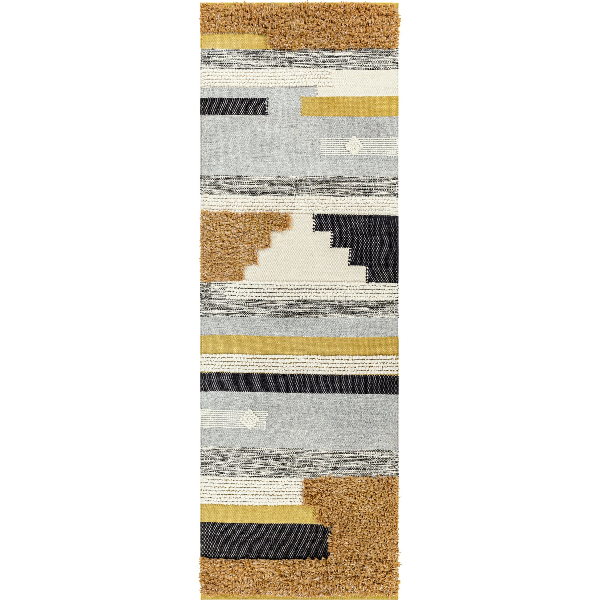 Yuva YUV-2300 Indoor/Outdoor Rug by Surya in rust, mustard, black, medium gray, cream. Made from 100% recycled pet yarn in a unique style.