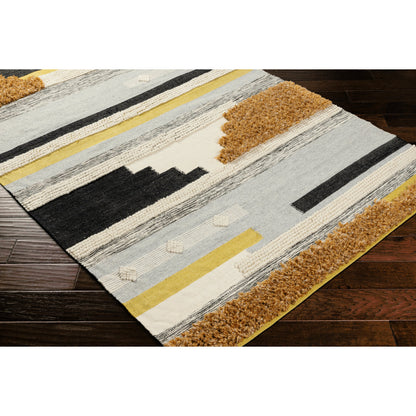 Yuva YUV-2300 Indoor/Outdoor Rug by Surya in rust, mustard, black, medium gray, cream. Made from 100% recycled pet yarn in a unique style.