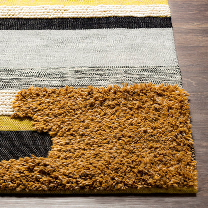 Yuva YUV-2300 Indoor/Outdoor Rug by Surya in rust, mustard, black, medium gray, cream. Made from 100% recycled pet yarn in a unique style.