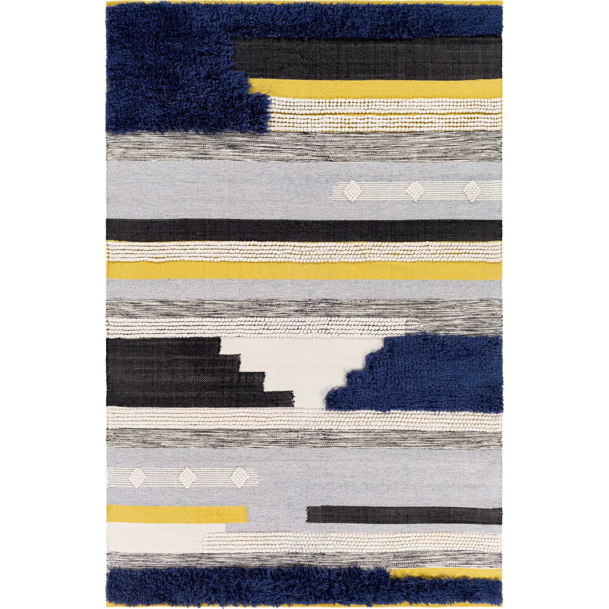 Yuva YUV-2300 Indoor/Outdoor Rug by Surya in rust, mustard, black, medium gray, cream. Made from 100% recycled pet yarn in a unique style.