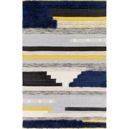 Yuva YUV-2300 Indoor/Outdoor Rug by Surya in rust, mustard, black, medium gray, cream. Made from 100% recycled pet yarn in a unique style.