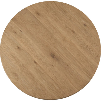 Driftwood 60" Round Dining Table by Hooker Furniture in sun-faded oak. Made from oak solids, oak veneers, fabric, 100% polyester in a transitional style.