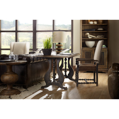 Mason End Table by Hooker Furniture in saddle brown. Made from white oak veneers, resin in a traditional style.