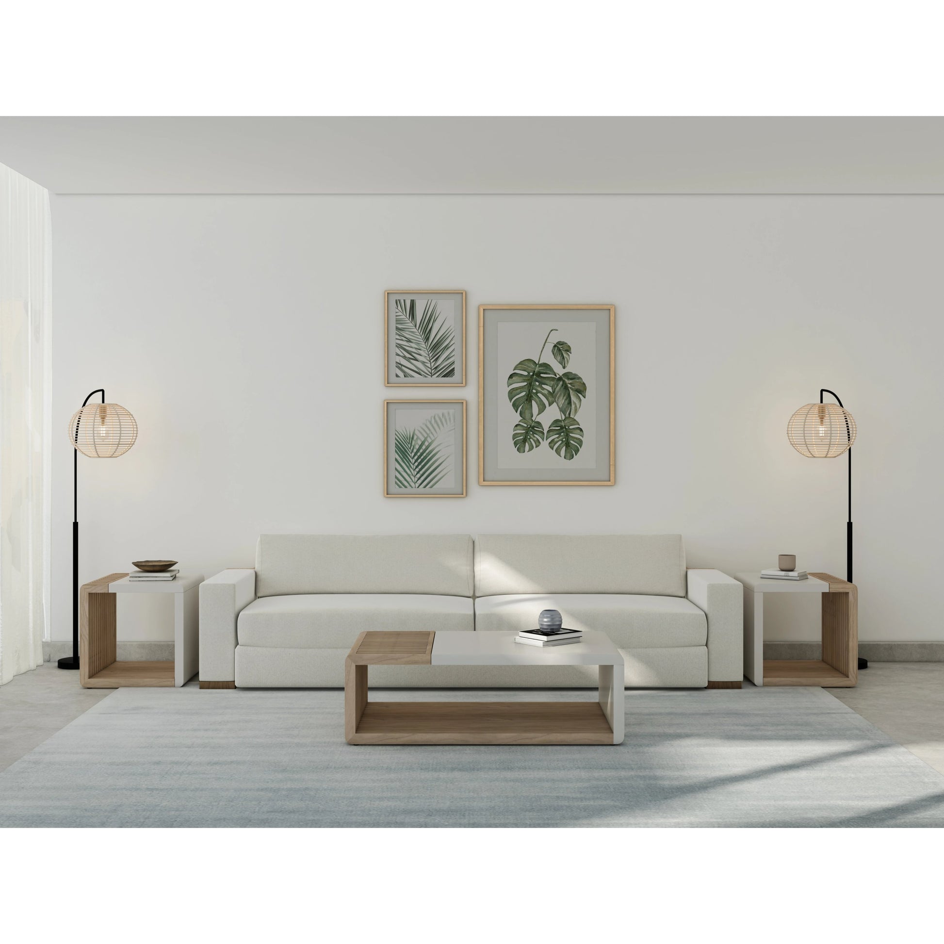 Portico Rectangular Cocktail Table by A.R.T. Furniture in sienna, white plaster. Made from parawood solids, mindi veneers, resin in a modern style.