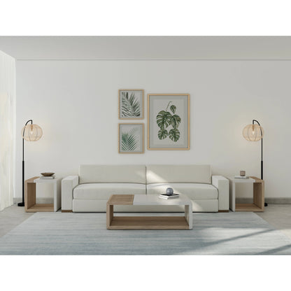 Portico Rectangular Cocktail Table by A.R.T. Furniture in sienna, white plaster. Made from parawood solids, mindi veneers, resin in a modern style.