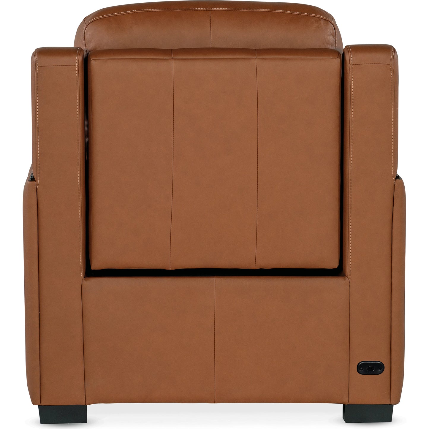 002 SI-1900809 | Additional Silo | McKinley Power Recliner by Hooker Furniture in candid spice and dark wood. Made from leather in a traditional style.