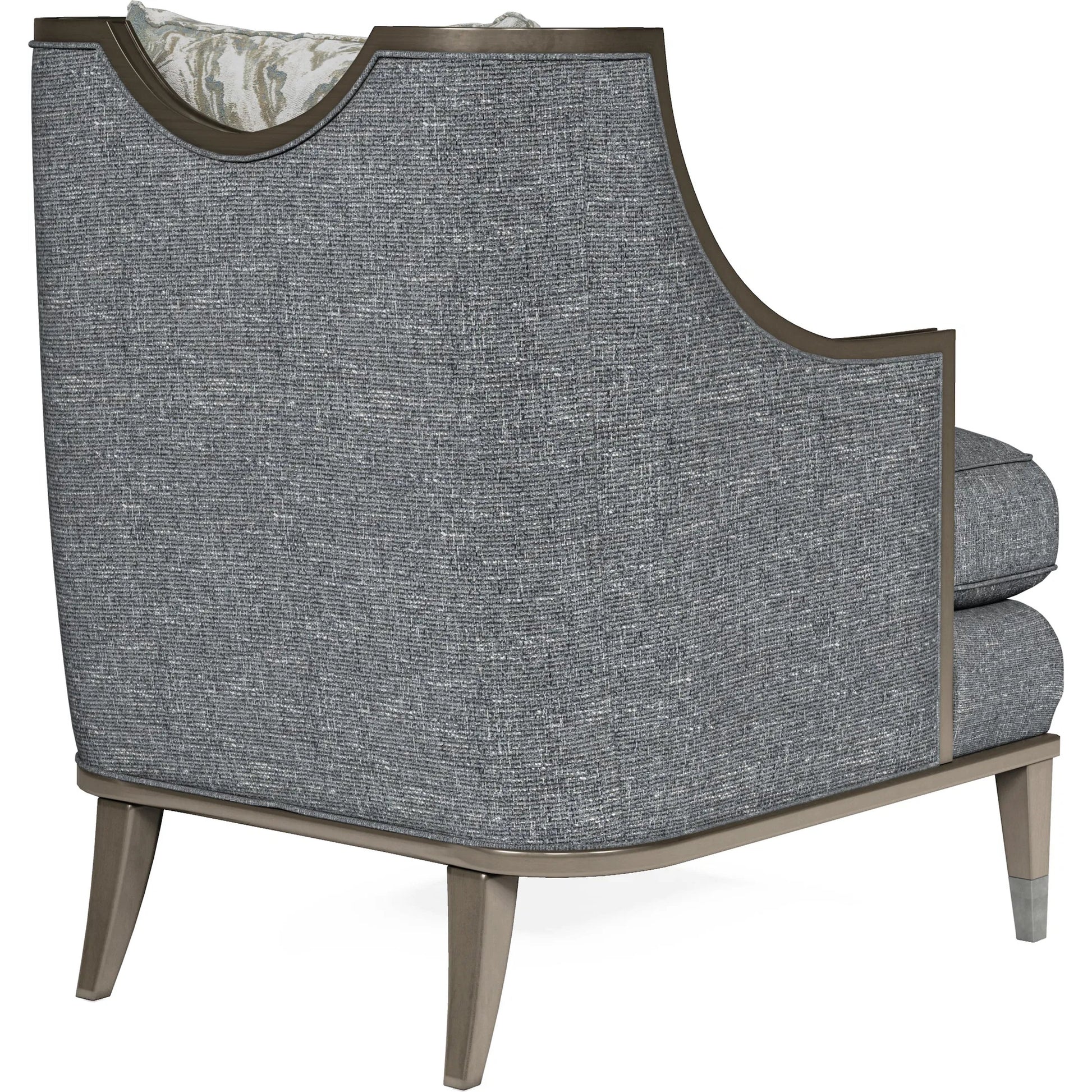 Harper Chair by A.R.T. Furniture in blue and mica, lichen. Made from rubberwood solids, foam, fabric, metal in a traditional style.